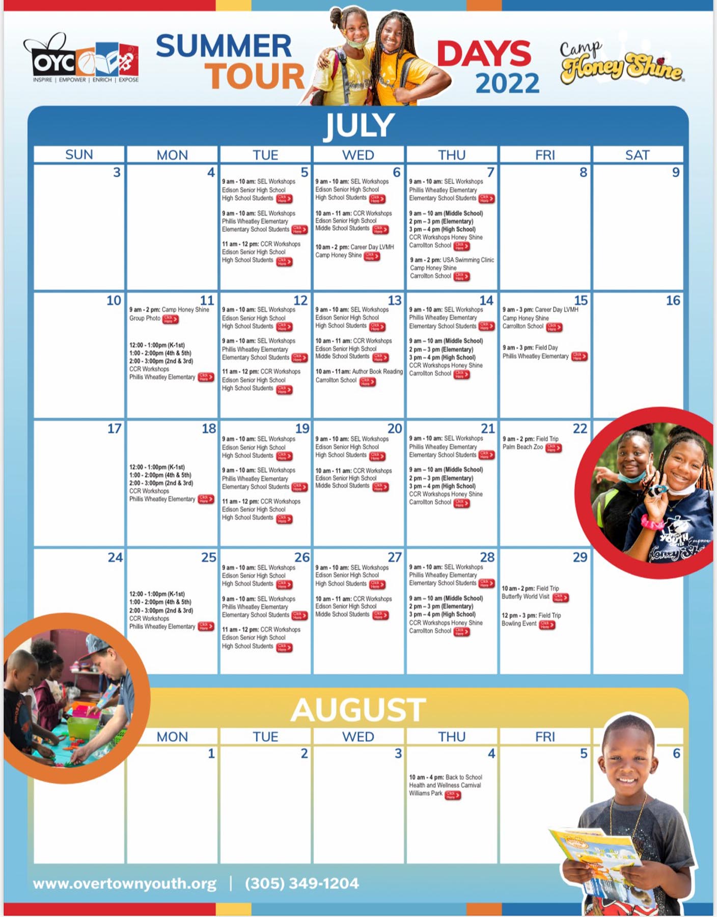 The 2022 summer camp calendar