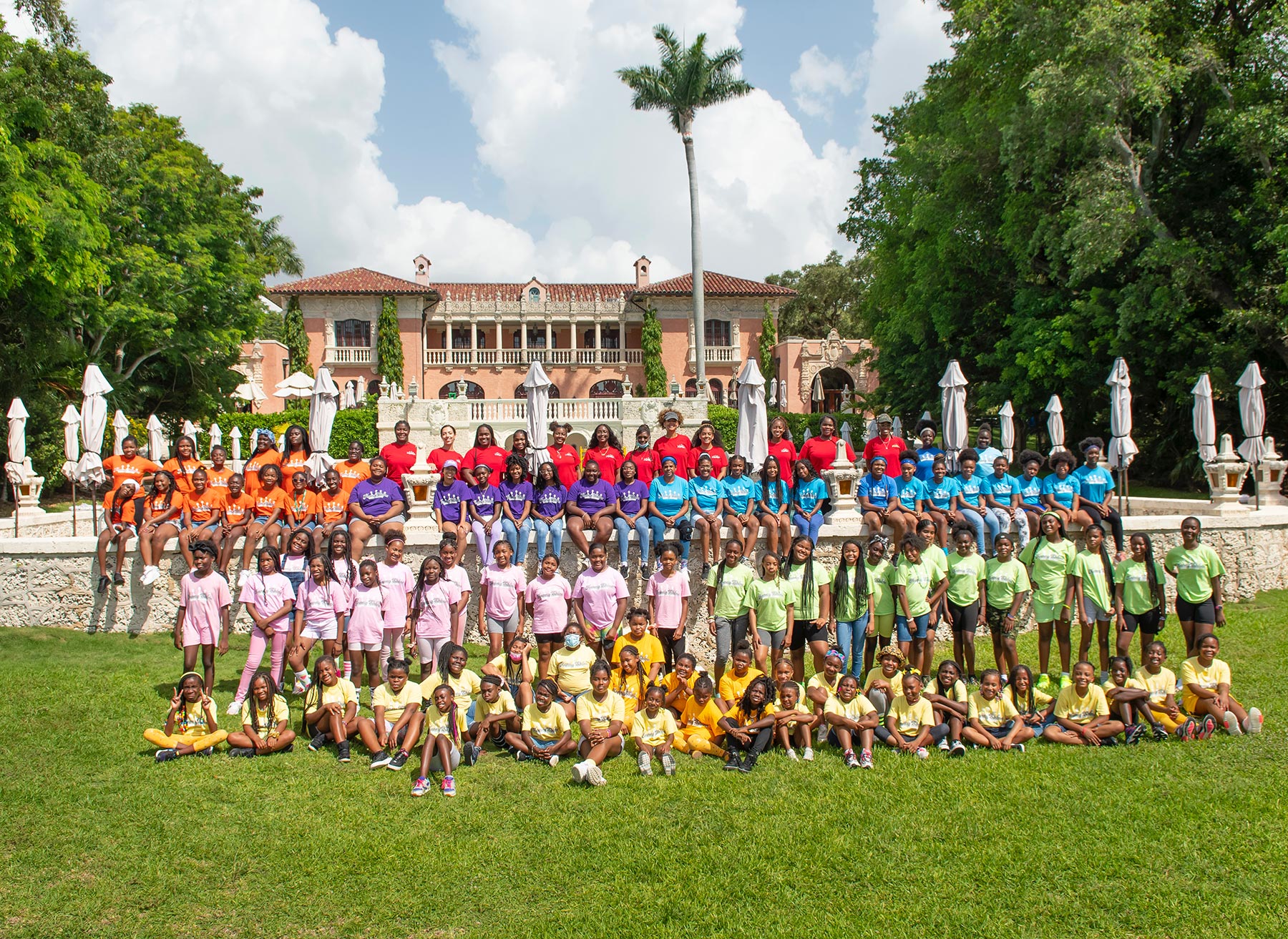 The staff and attendees of Camp Honeyshine pose for a group photo