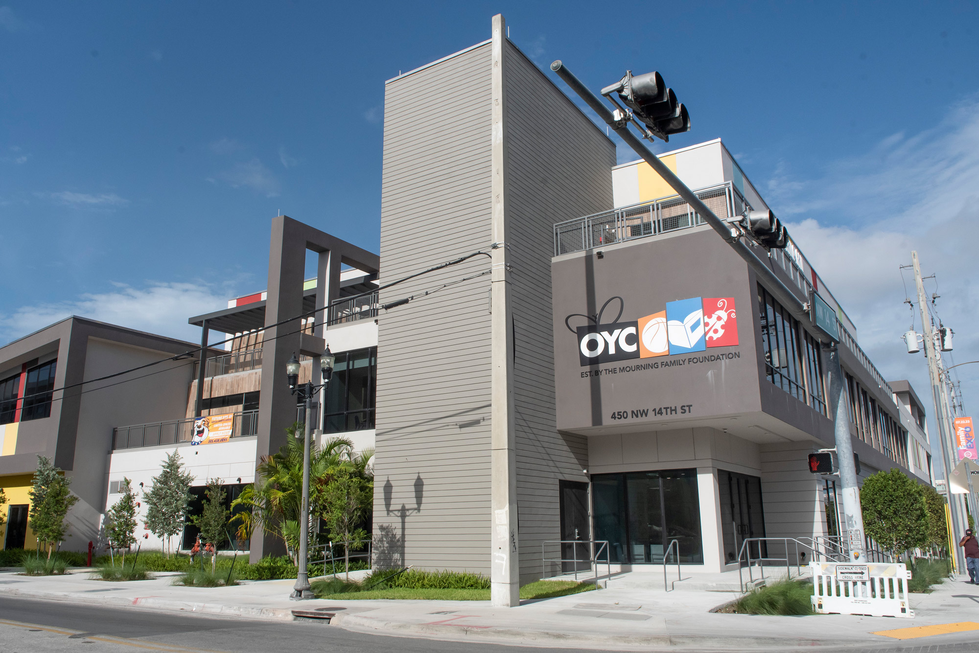 photo of the front exterior of the new OYC facility in Overtown.